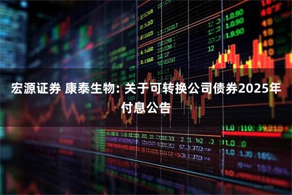 宏源证券 康泰生物: 关于可转换公司债券2025年付息公告