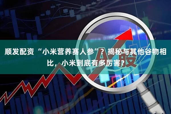 顺发配资 “小米营养赛人参”？揭秘与其他谷物相比，小米到底有多厉害？